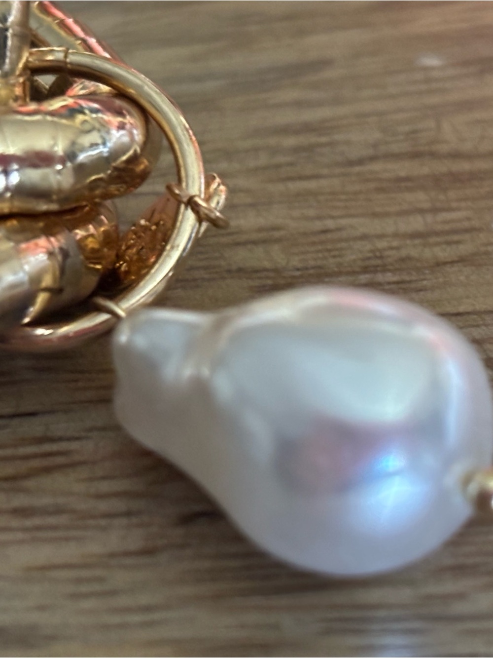 Time and Tru Gold-Tone Necklace with White Baroque Pearl Drop